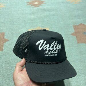 Vintage trucker hat mesh cap valley asphalt Saginaw Michigan black adjustable